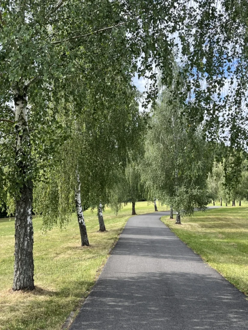 Cesta k památníku vyzývá k meditaci a modlitbě za odpuštění.