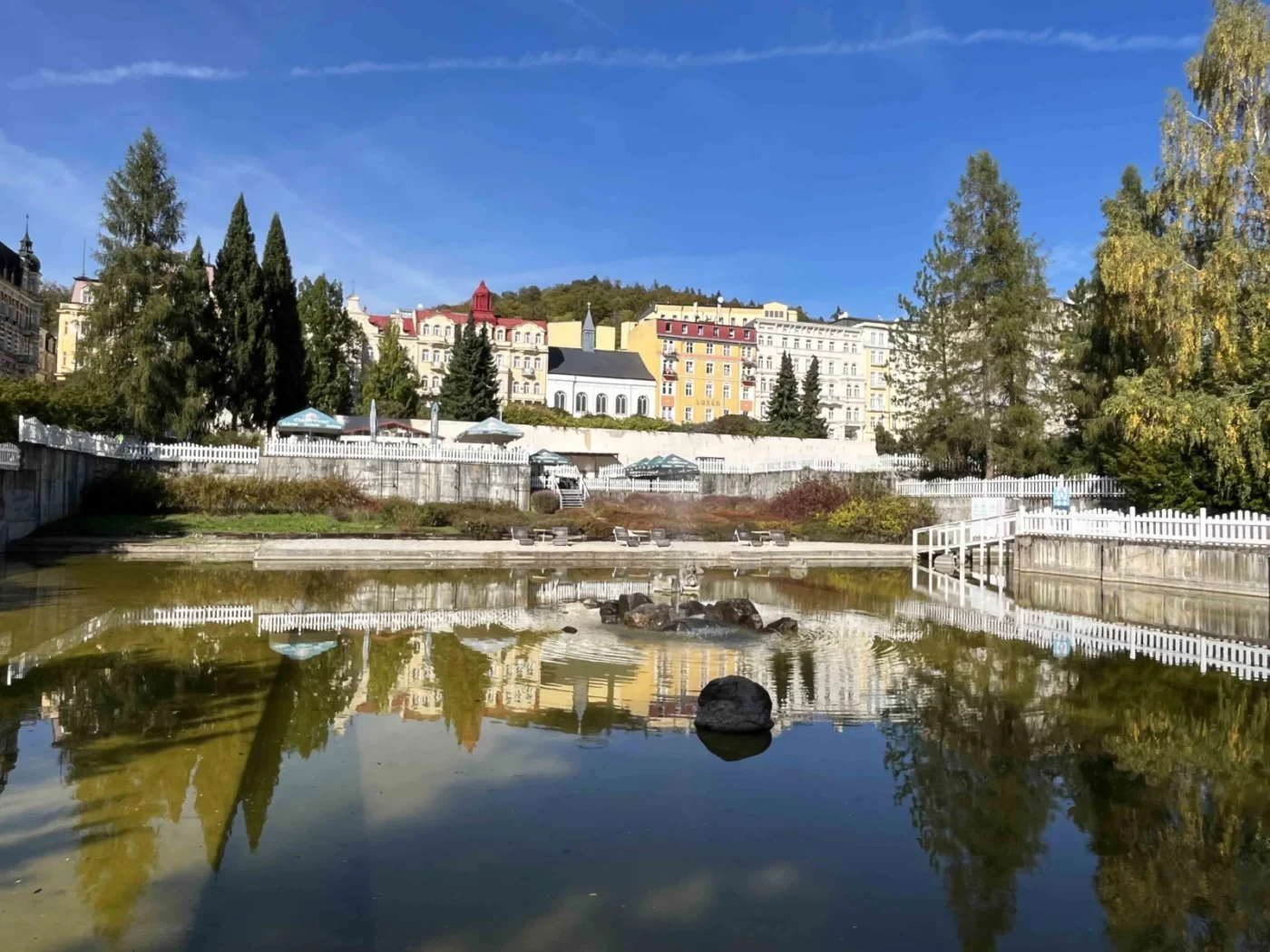 Vodní plochy v parcích Mariánských Lázní. 