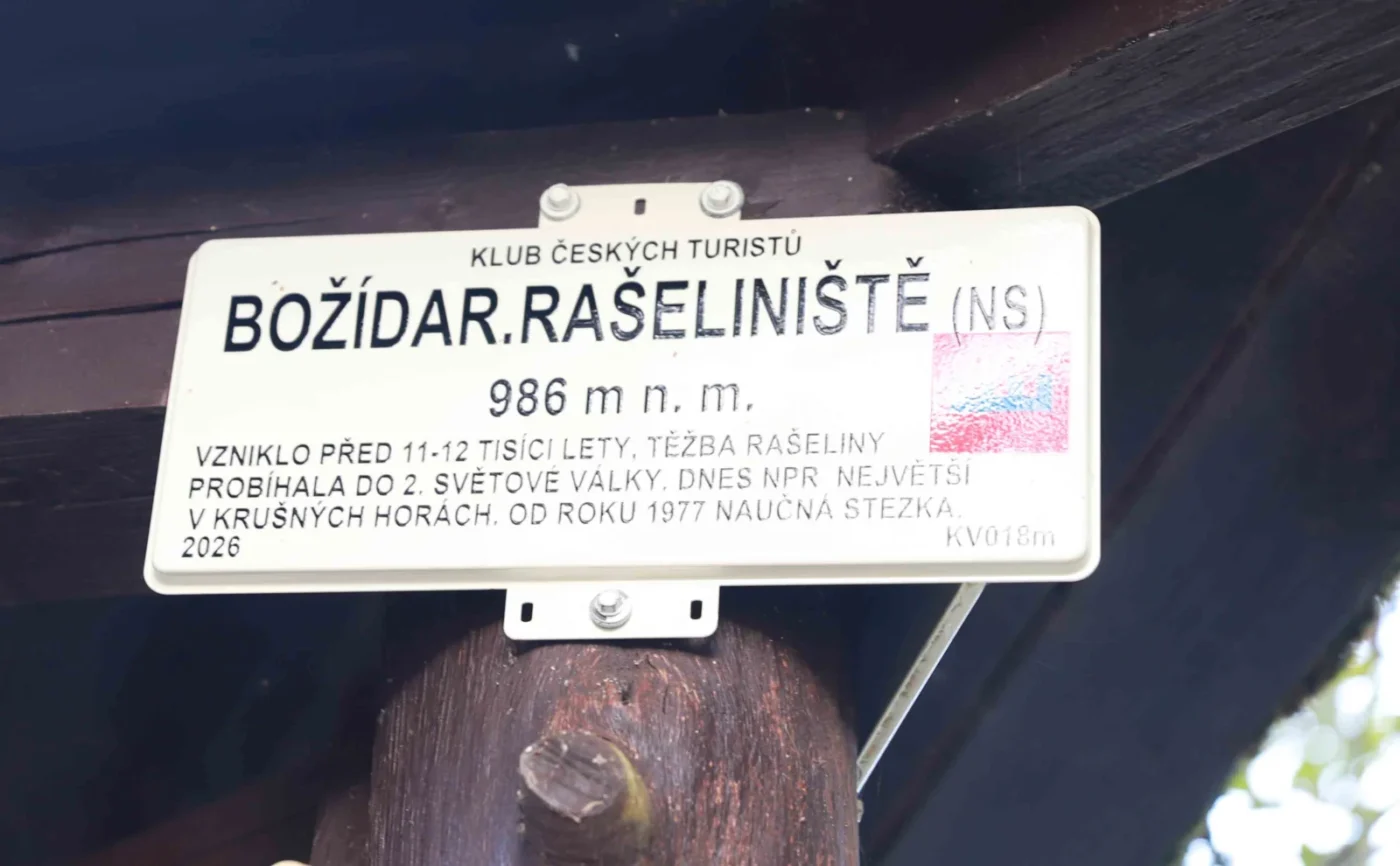 Rozcestník u silnice s informacemi. 